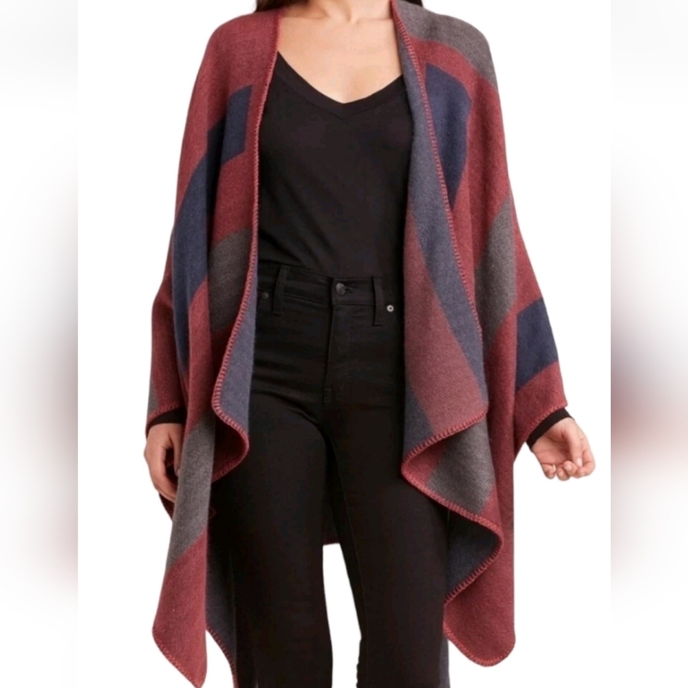 BB DAKOTA Shawl Poncho Wrap, Earth Tone Cozy One Size